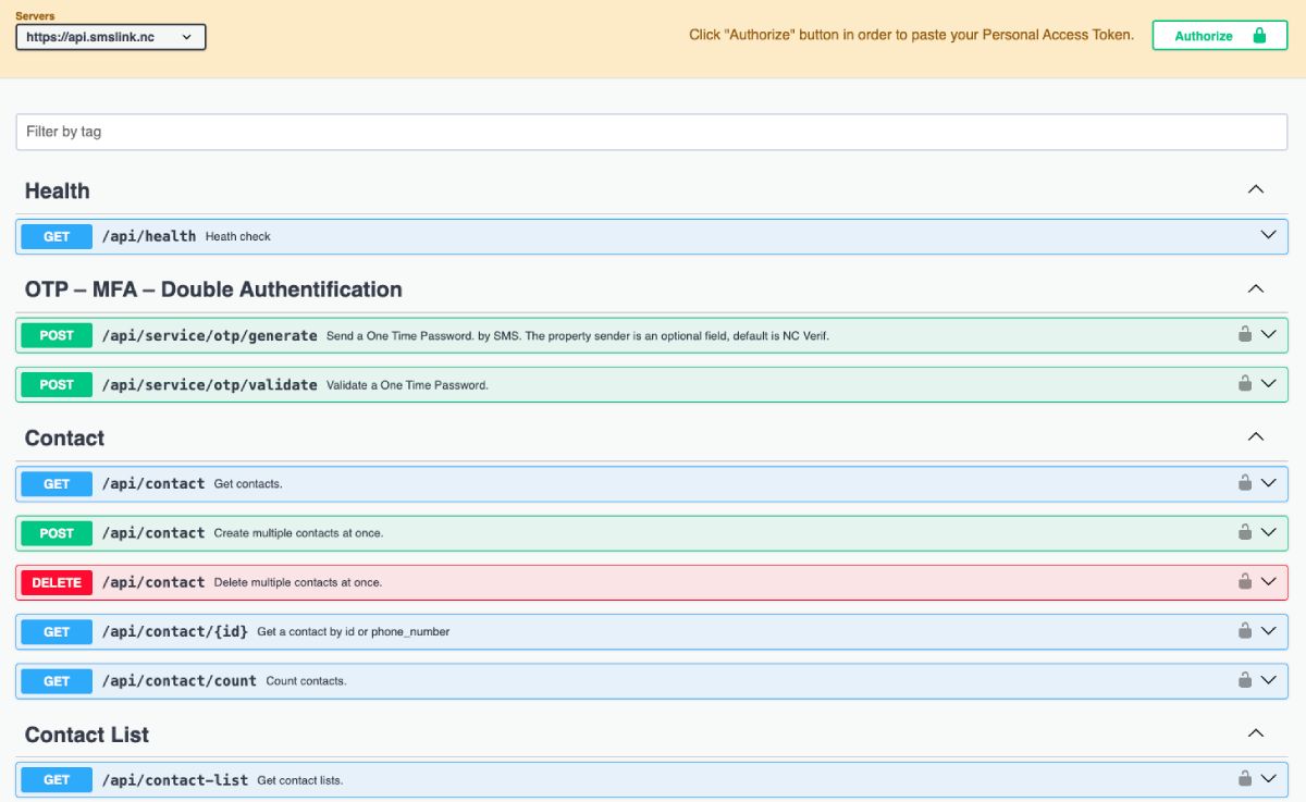 Documentation de l'API SMSlink Pacific